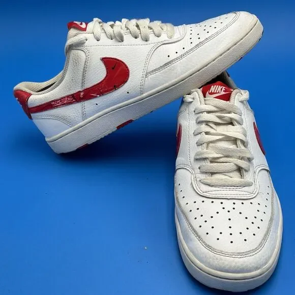 Nike Shoes Nike Mens 95 Court Vision Low Top White Red Sneakers Shoes Swoosh On Swoosh Poshmark